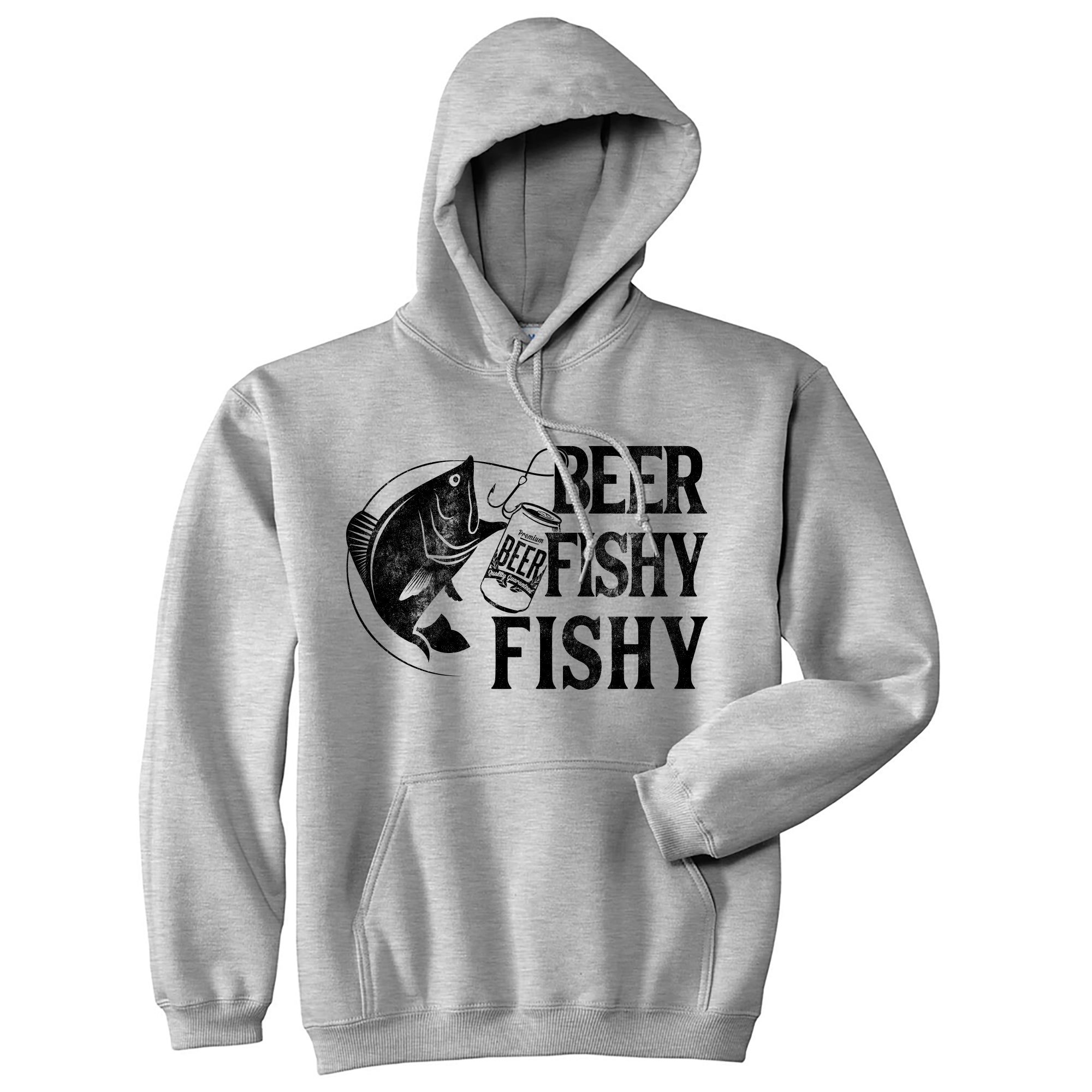 Wearzaxcom Beer Fishy Fishy Hoodie | Funny Fishing Graphic Pullover Sweatshirt for Men