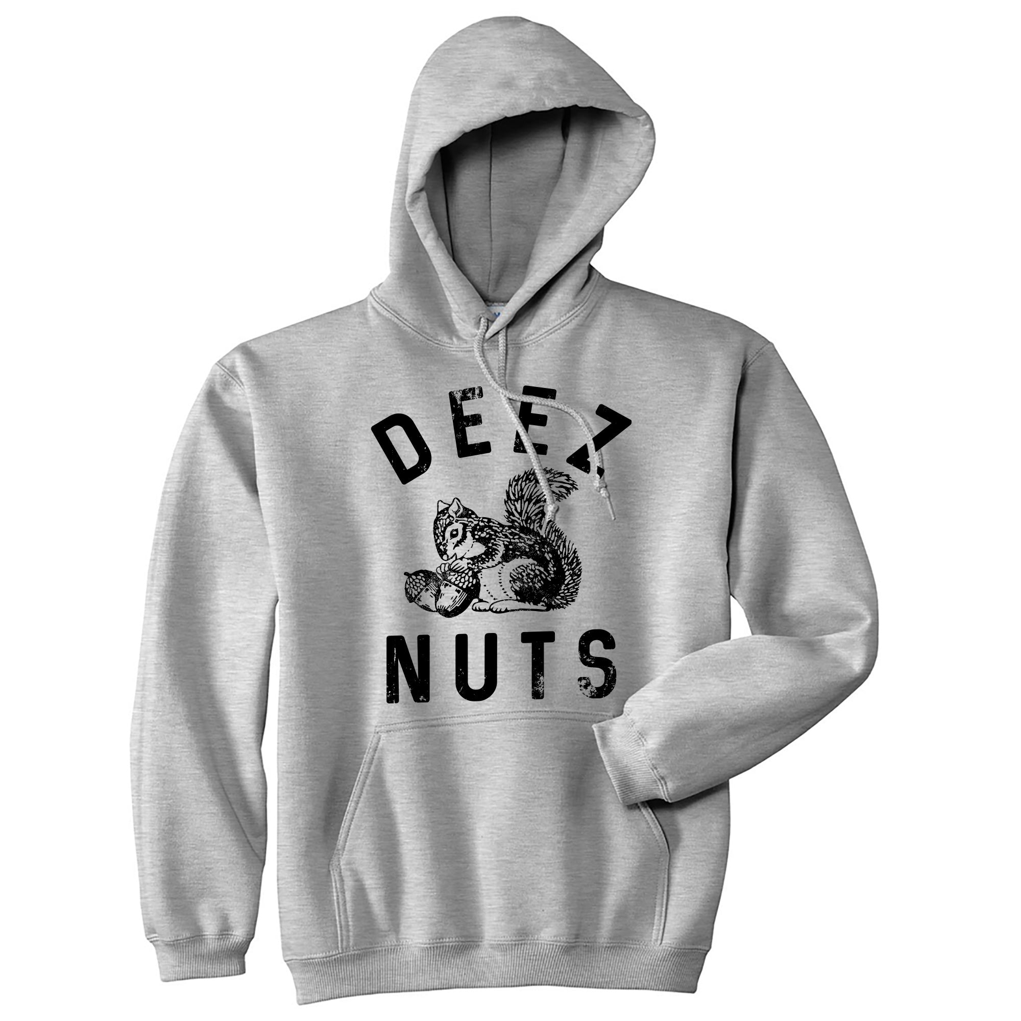 Wearzaxcom Deez Nuts Squirrel Hoodie | Funny Meme Graphic Pullover Sweatshirt for Men