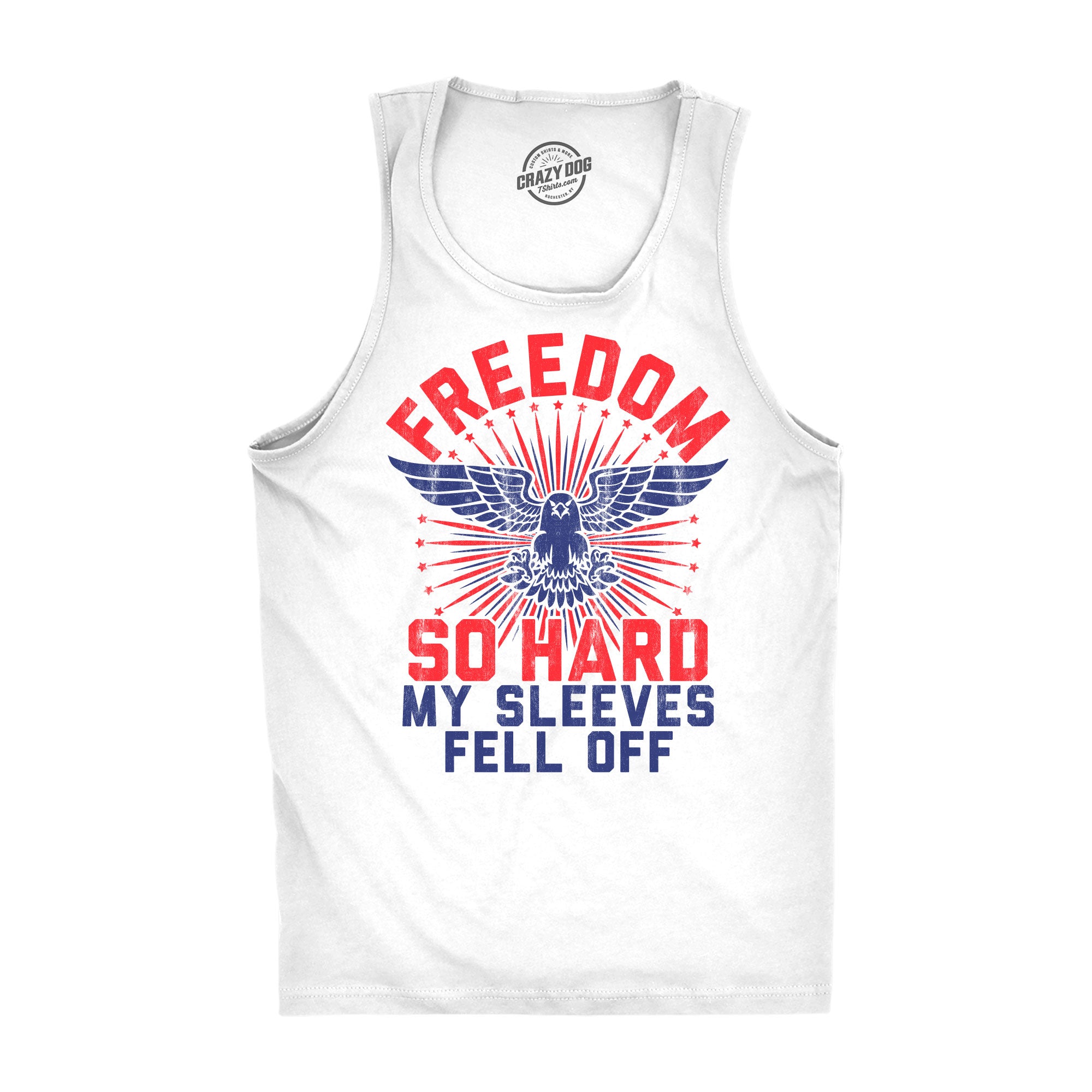 Wearzaxcom Freedom So Hard My Sleeves Fell Off Men's Tank Top | Funny Patriotic Graphic Muscle Shirt - Image 4